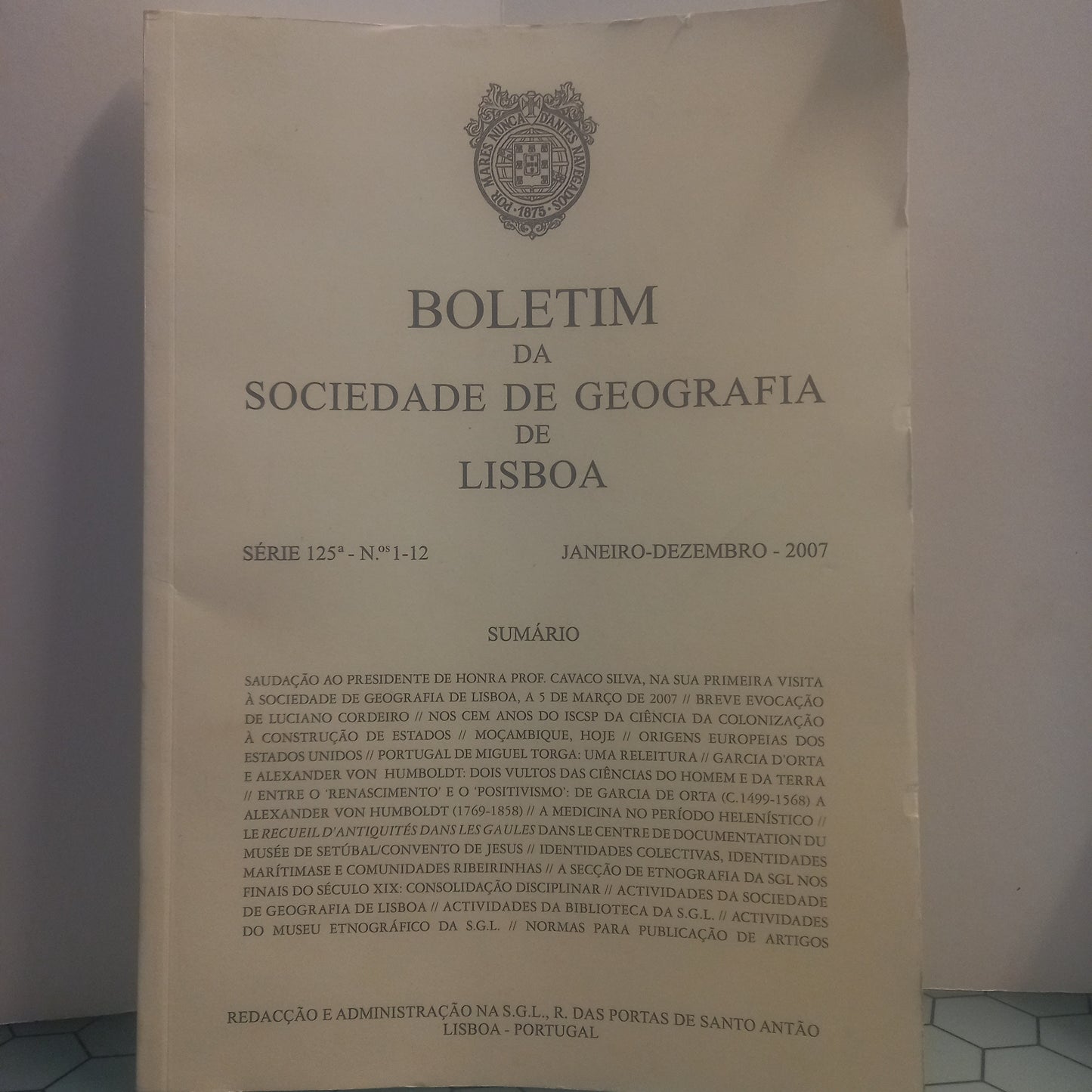 Boletim da Sociedade de Geografia de Lisboa 125 (Bom Estado)
