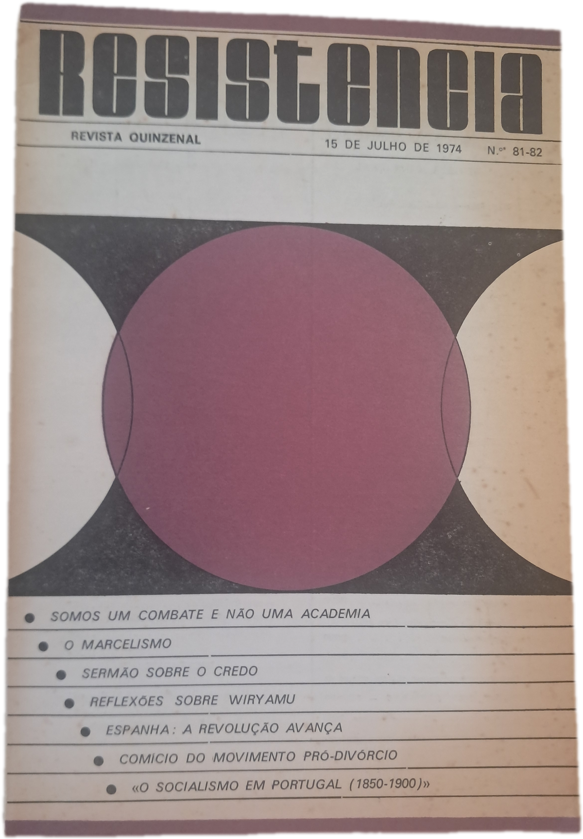 Revista Resistencia 81-82 15 de Julho de 1974 (Usado)