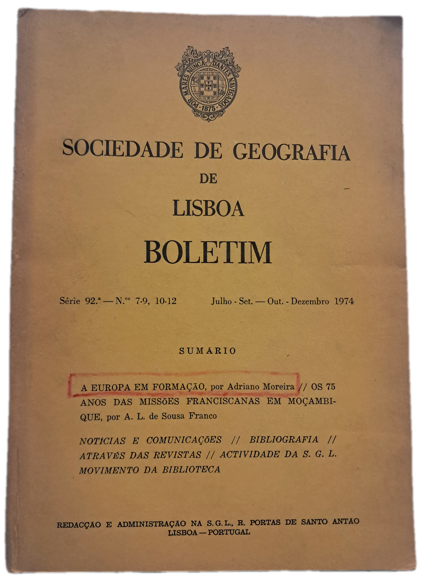 Sociedade de Geografia de Lisboa (Usado)