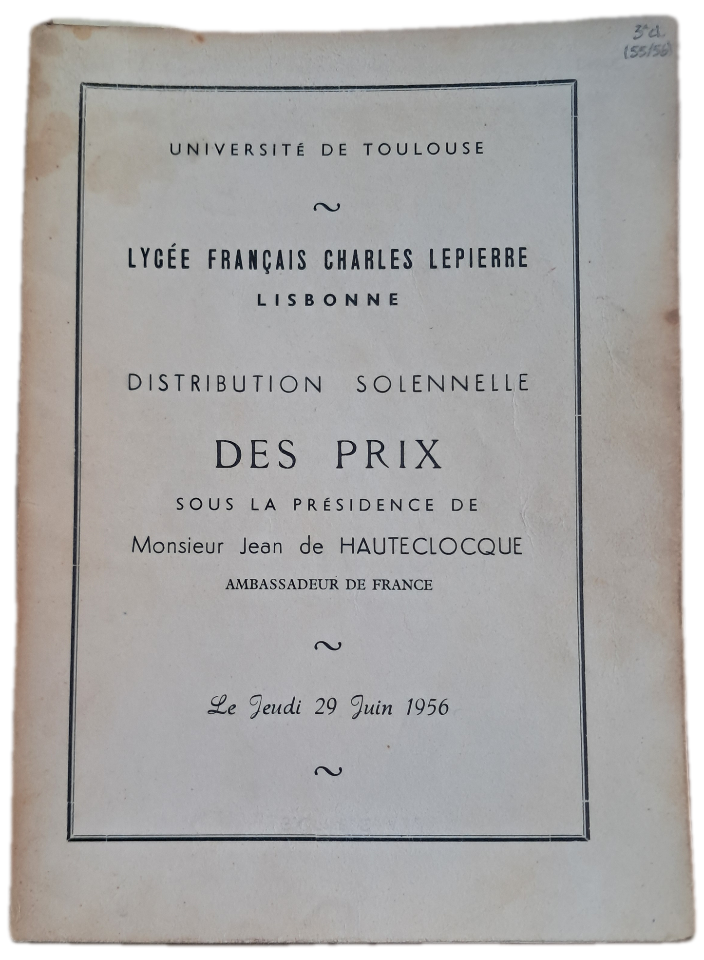 Lycée Français Charles Lepierre 29-06-1956 (Usado)
