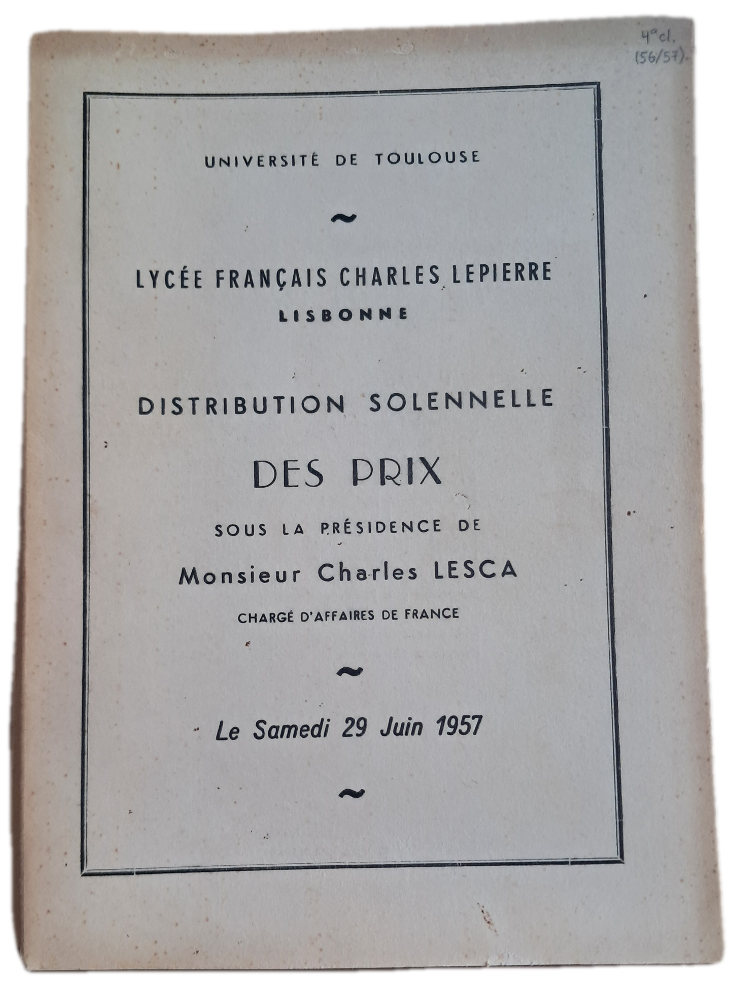 Lycée Français Charles Lepierre 29-06-1957 (Usado)
