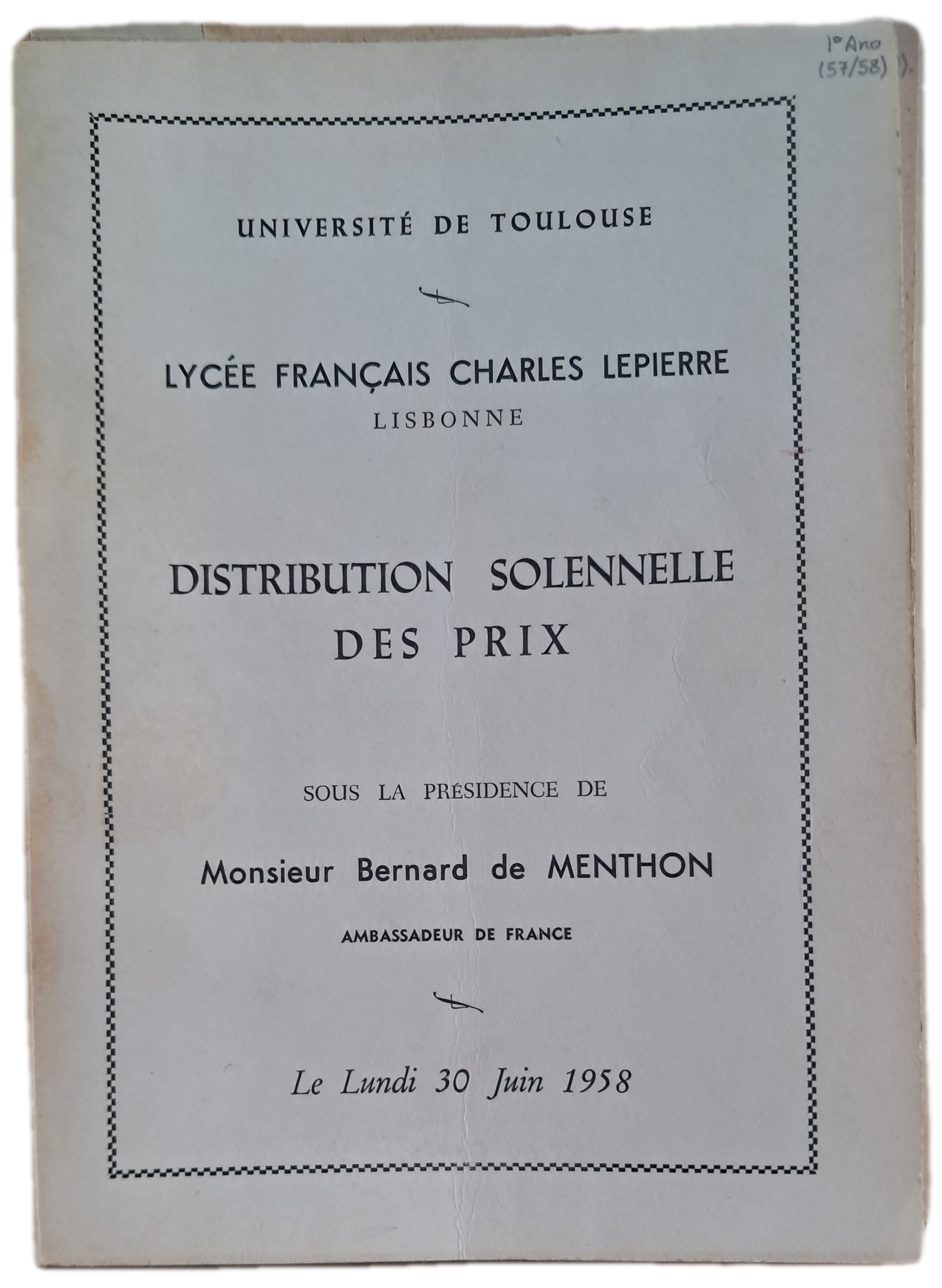 Lycée Français Charles Lepierre 30-06-1958 (Usado)