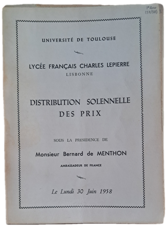 Lycée Français Charles Lepierre 30-06-1958 (Usado)