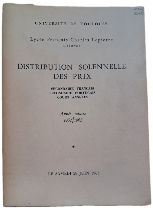 Lycée Français Charles Lepierre 29-06-1963 (Usado)