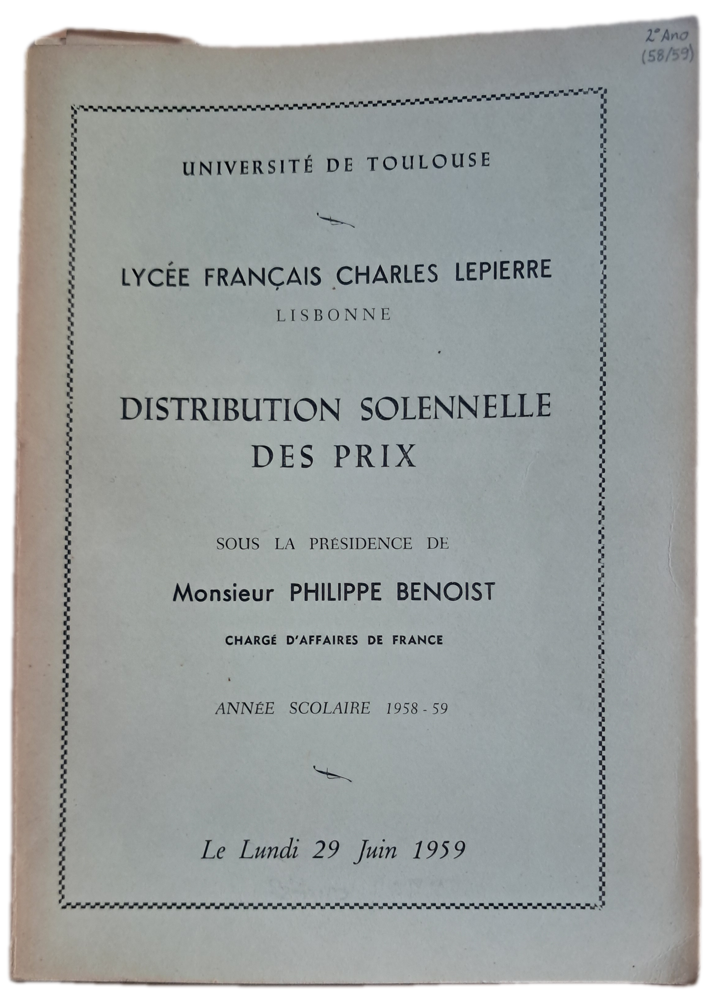 Lycée Français Charles Lepierre 29-06-1959 (Usado)