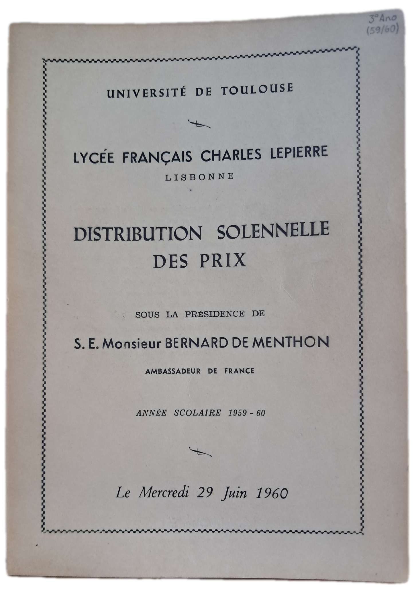 Lycée Français Charles Lepierre 29-06-1960 (Usado)