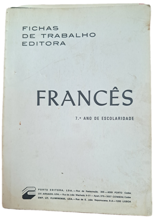 Fichas de Trabalho Editora - Francês 7º Ano (Usado)