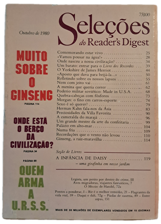Outubro de 1980 Revista do Reader's Digest