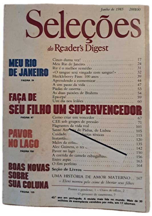Junho de 1985 Revista do Reader's Digest
