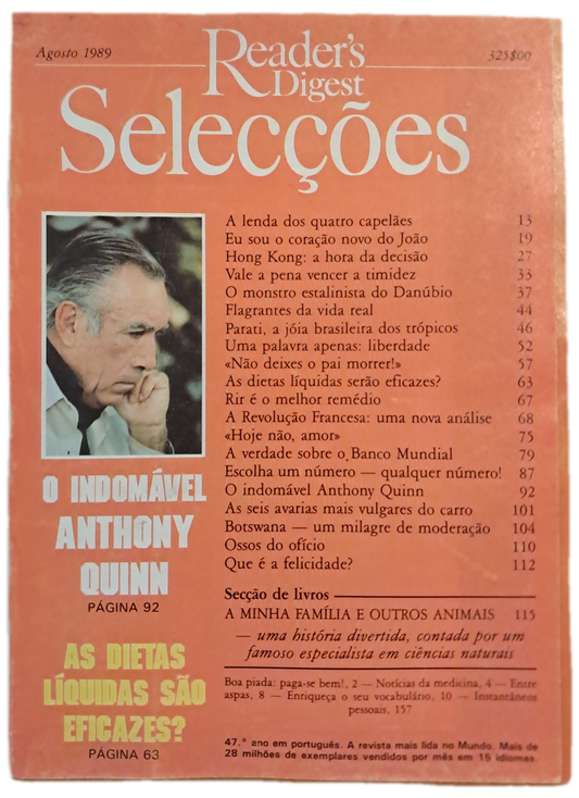 Agosto de 1989 Revista do Reader's Digest