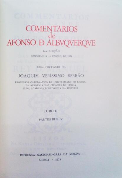 Comentários de Afonso D. Albuquerque Tomo II (Bom Estado)